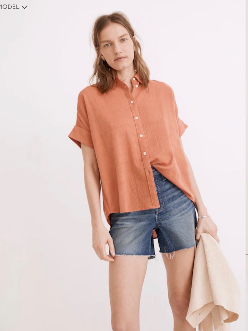Madewell Courier Pintuck-Back Shirt in Textured Windowpane Size M